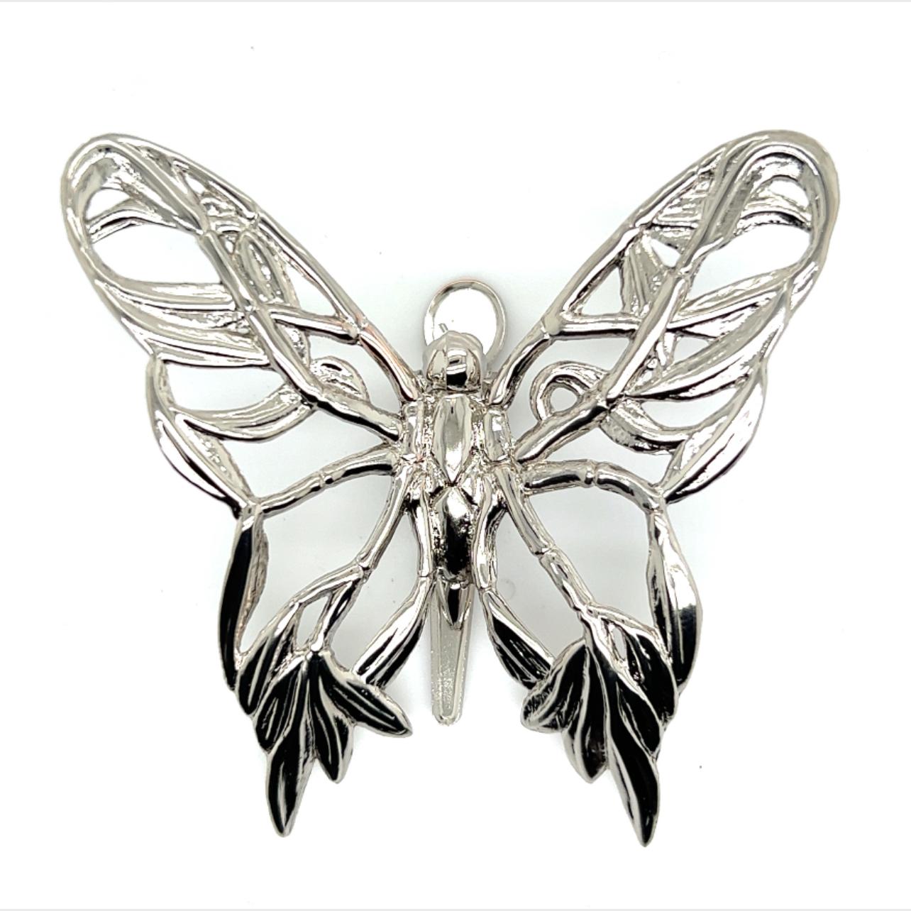 John Hardy Estate Ladies Butterfly Brooch and Scarf Clip Silver+Rhodium