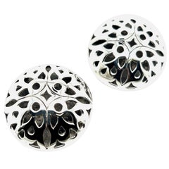John Hardy Estate Large Button Clip on Earrings 1.5" Sterling Silver