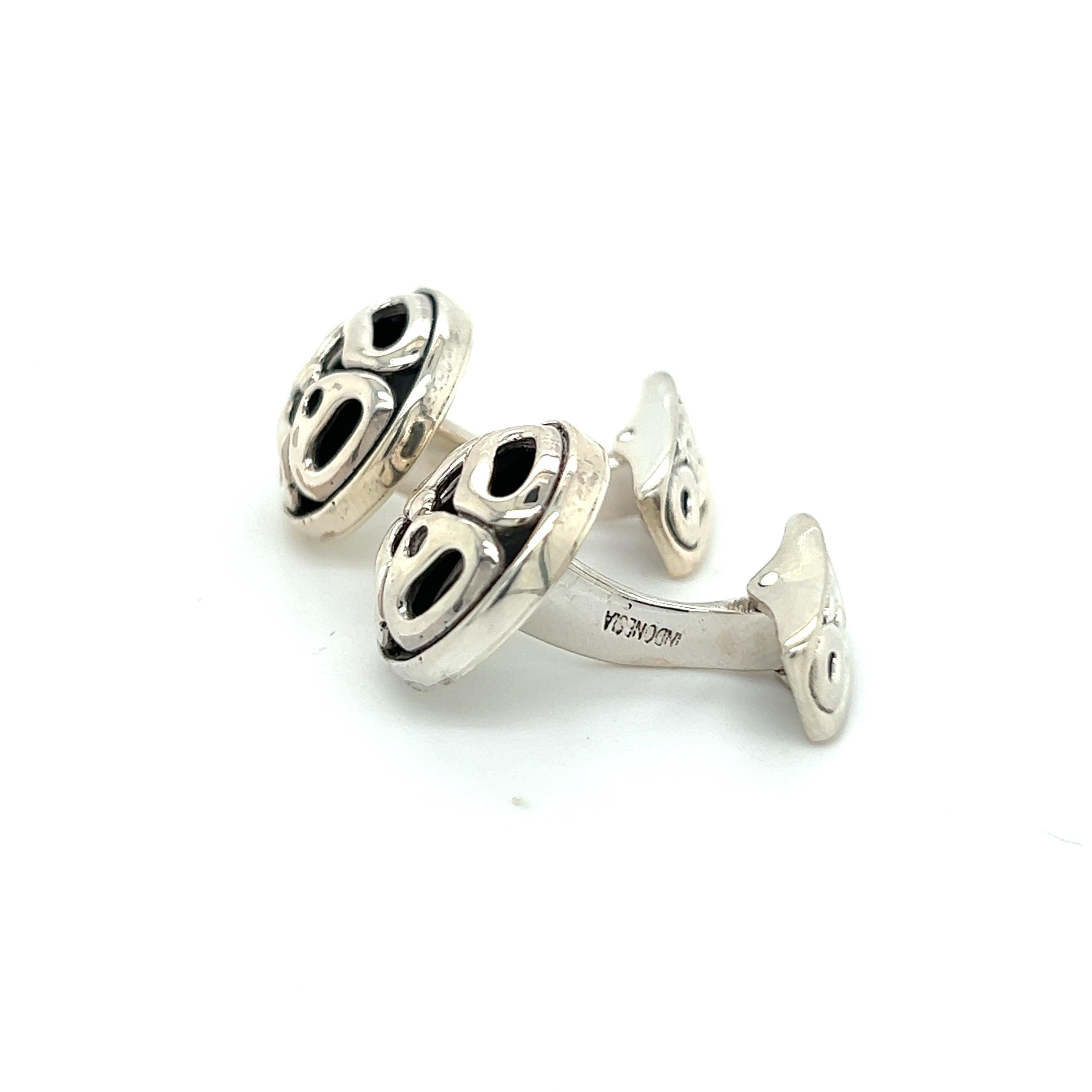 John Hardy Estate Mens Cufflinks Silver  In Good Condition For Sale In Brooklyn, NY