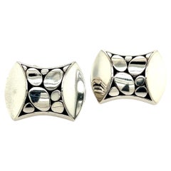 John Hardy Estate Mens Pebble Cufflinks Sterling Silver 