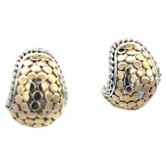 John Hardy Estate Omega Back Earrings Silver 18k Yellow Gold