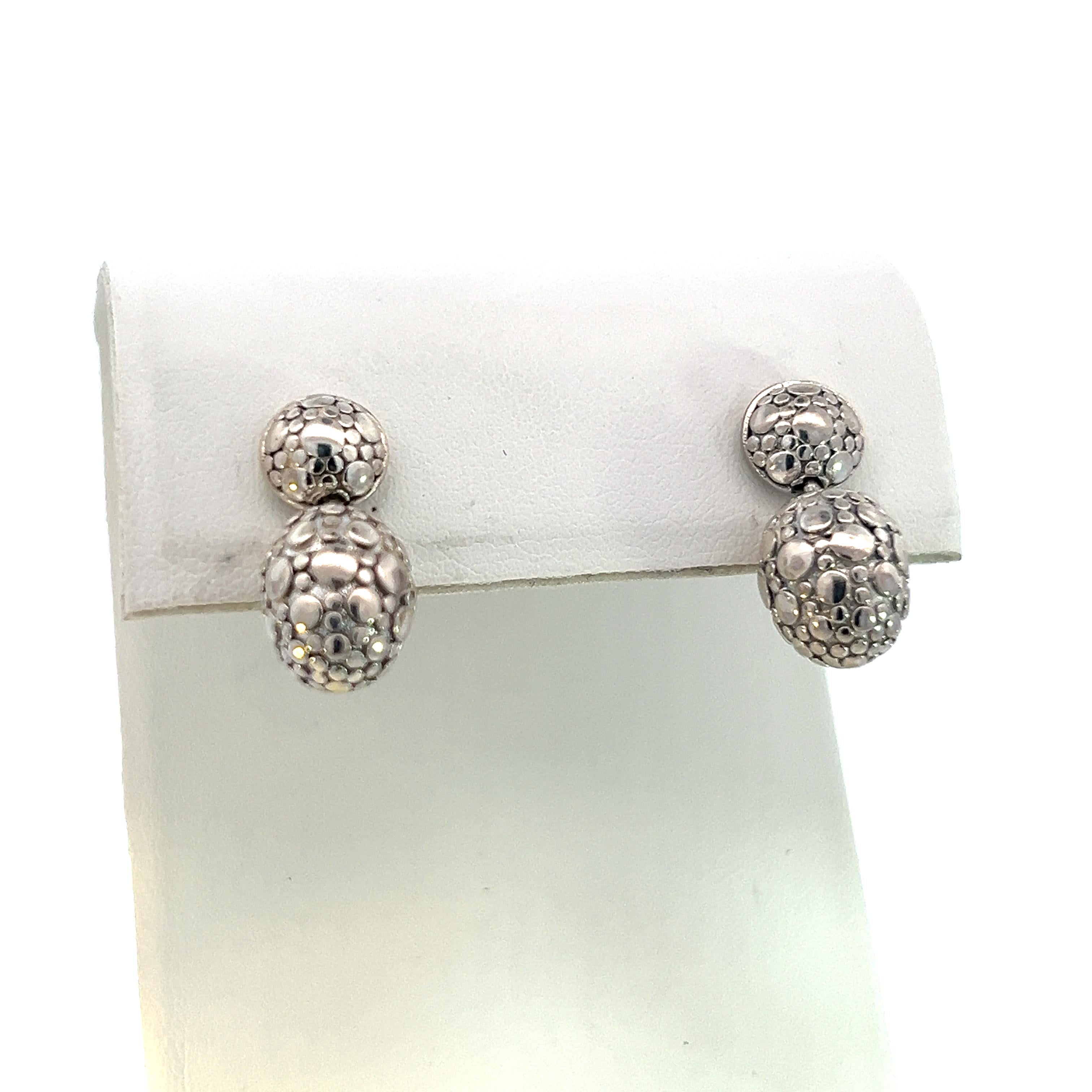 Women's John Hardy Estate Pebble Dot Earrings Sterling Silver For Sale