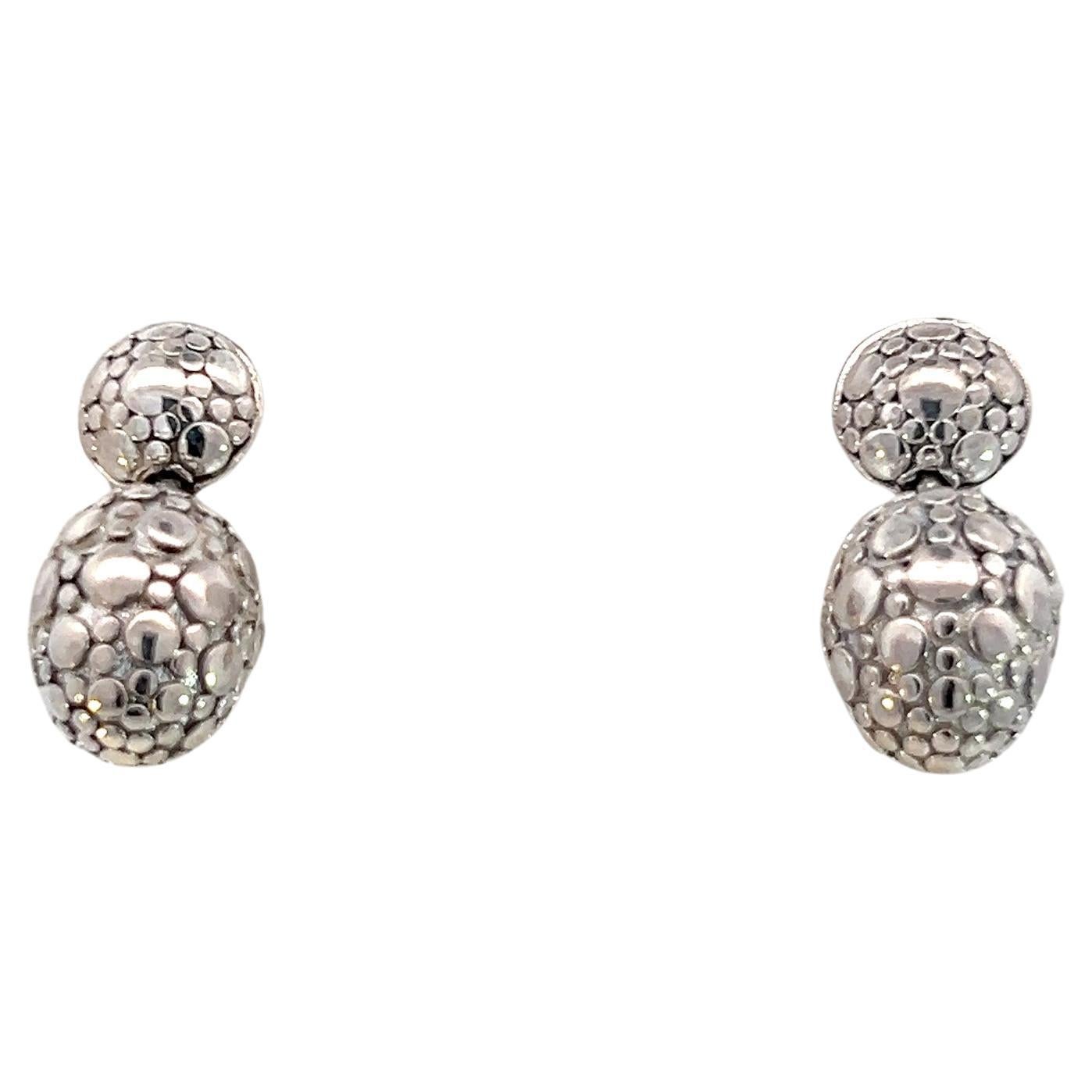 John Hardy Estate Pebble Dot Earrings Sterling Silver For Sale