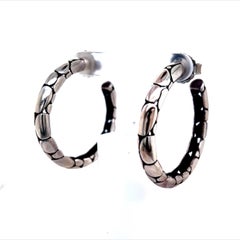 John Hardy Estate Pebble Hoop Earrings Sterling Silver