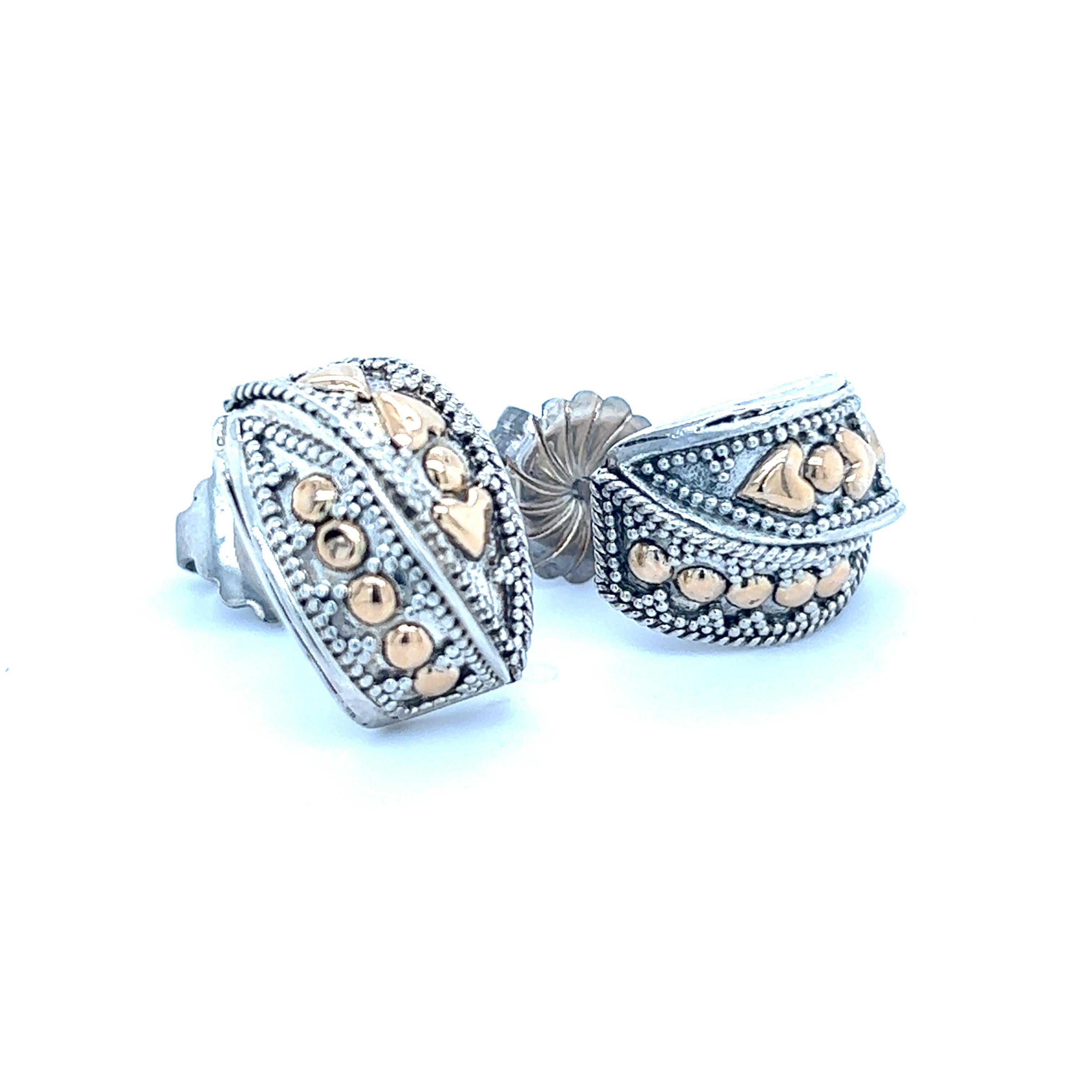 John Hardy Estate Ohrringe mit Lochmuster 18k + Silber im Zustand „Gut“ im Angebot in Brooklyn, NY