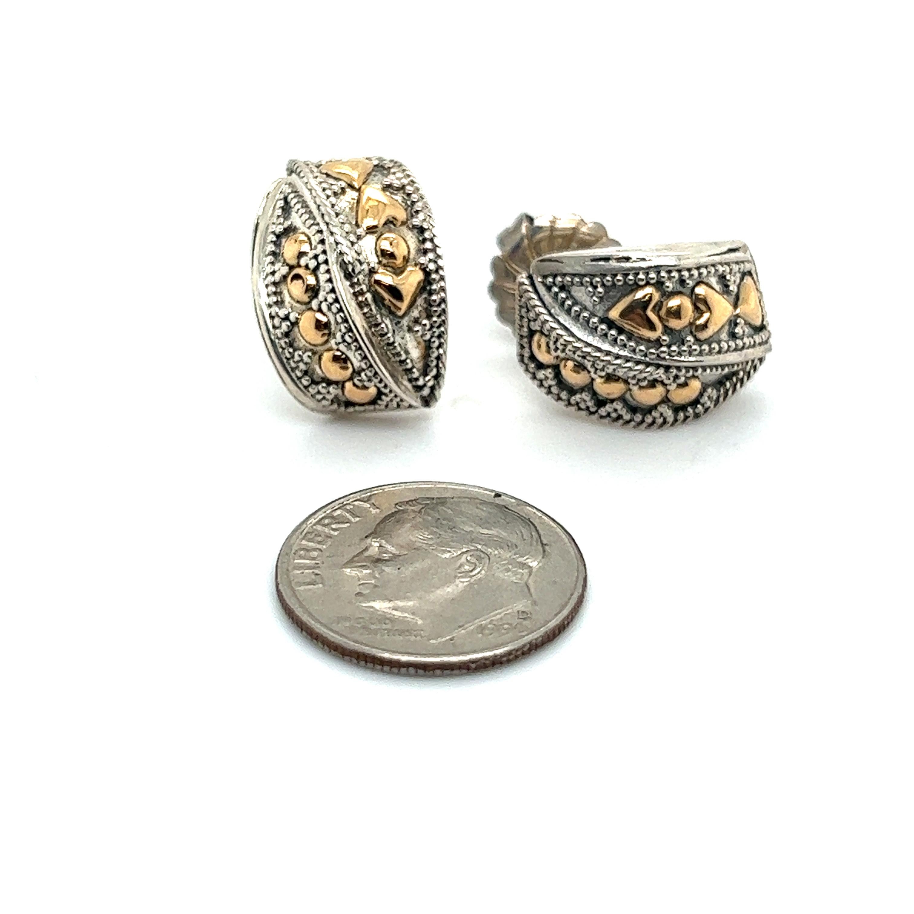 John Hardy Estate Ohrringe mit Lochmuster 18k + Silber im Angebot 1