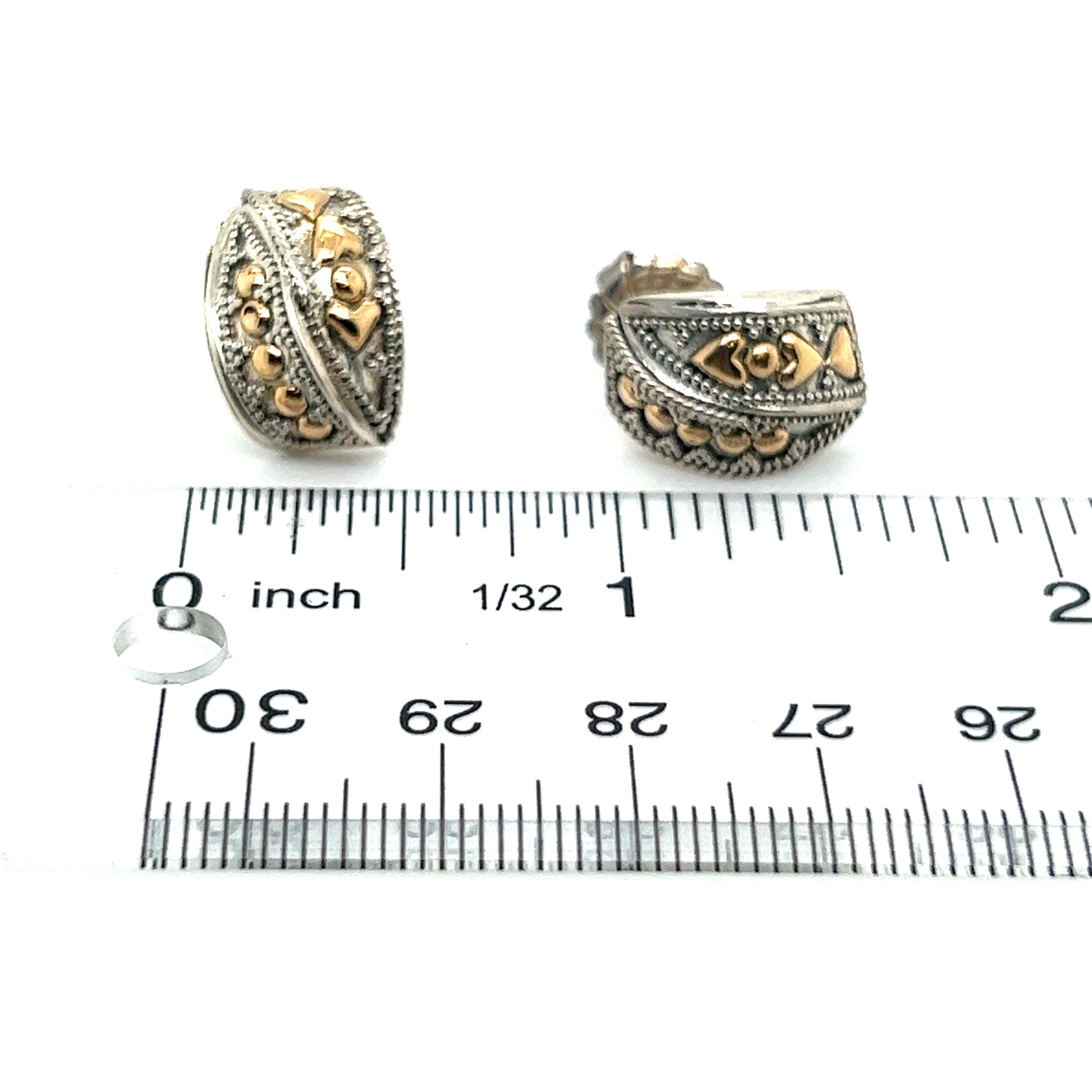 John Hardy Estate Ohrringe mit Lochmuster 18k + Silber im Angebot 2