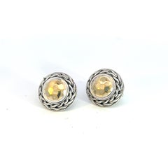 John Hardy Estate Post Palu Clip on Earrings Sterling Silver 22k Yellow Gold