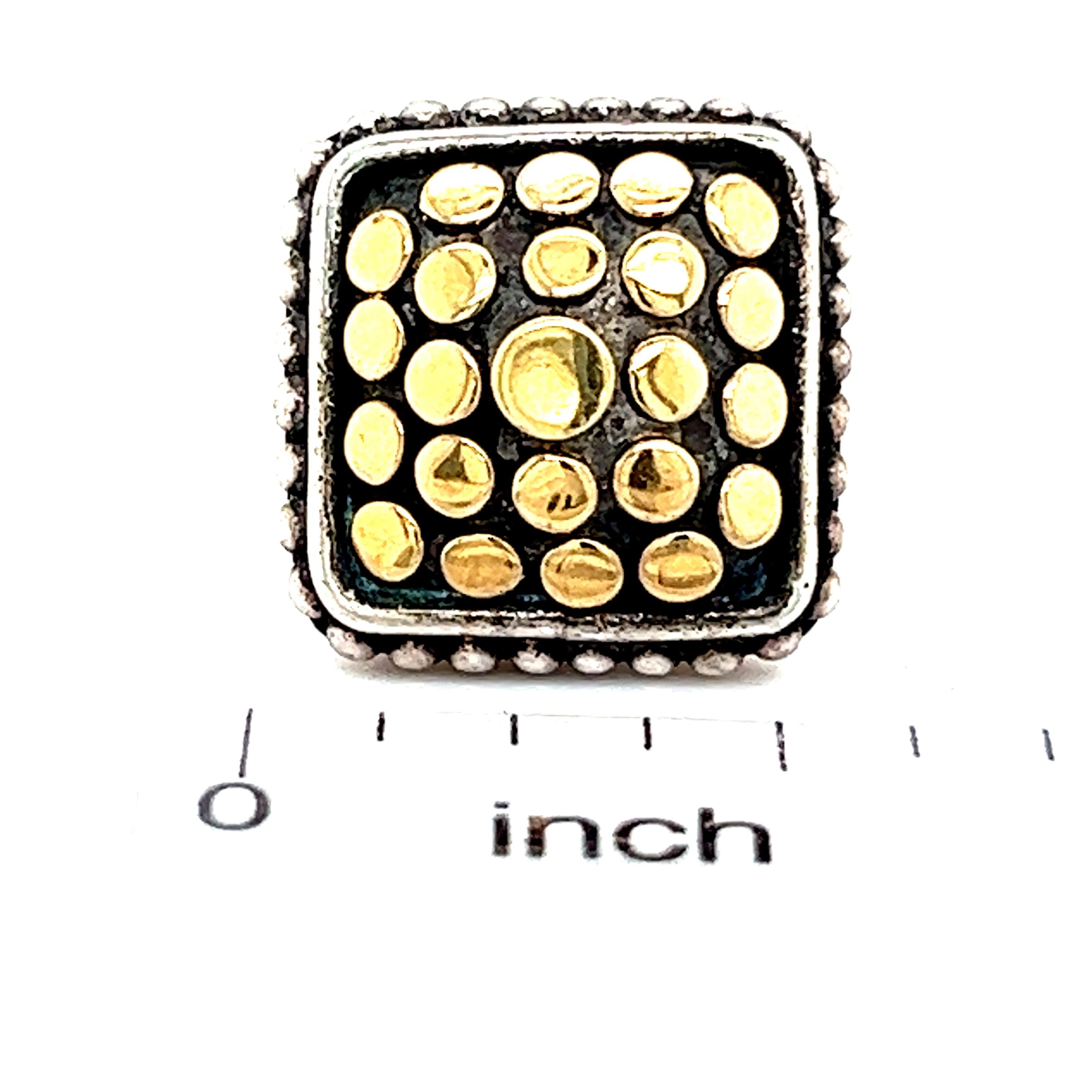 John Hardy Nachlass-Ohrring mit Kunststoffscheibenrücken 18k Y Gold + Silber  im Zustand „Gut“ im Angebot in Brooklyn, NY