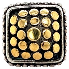 Boucles d'oreilles uniques John Hardy Estate avec disque en plastique en or 18 carats et argent 