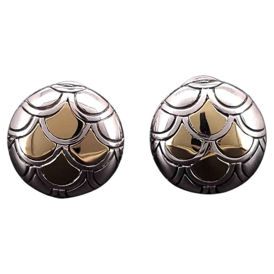 Zweifarbige Clip-On-Ohrringe von John Hardy Estate aus 18 Karat Gold und Silber
