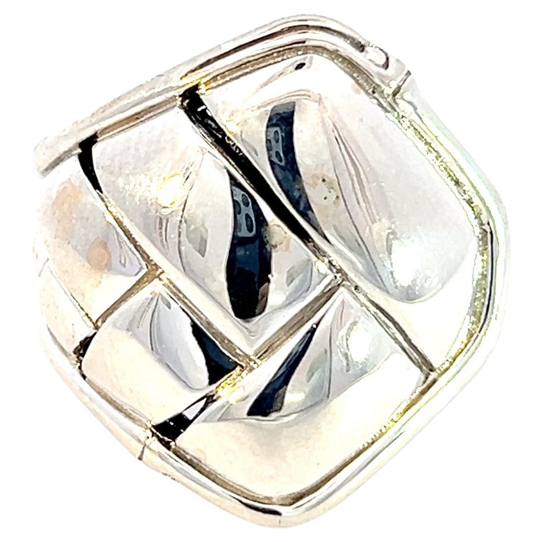 John Hardy Estate Woven Bamboo Style Ring 7.25 Silver For Sale