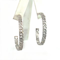John Hardy Estate XL 2" Cable Chain Hoop Earrings Silver