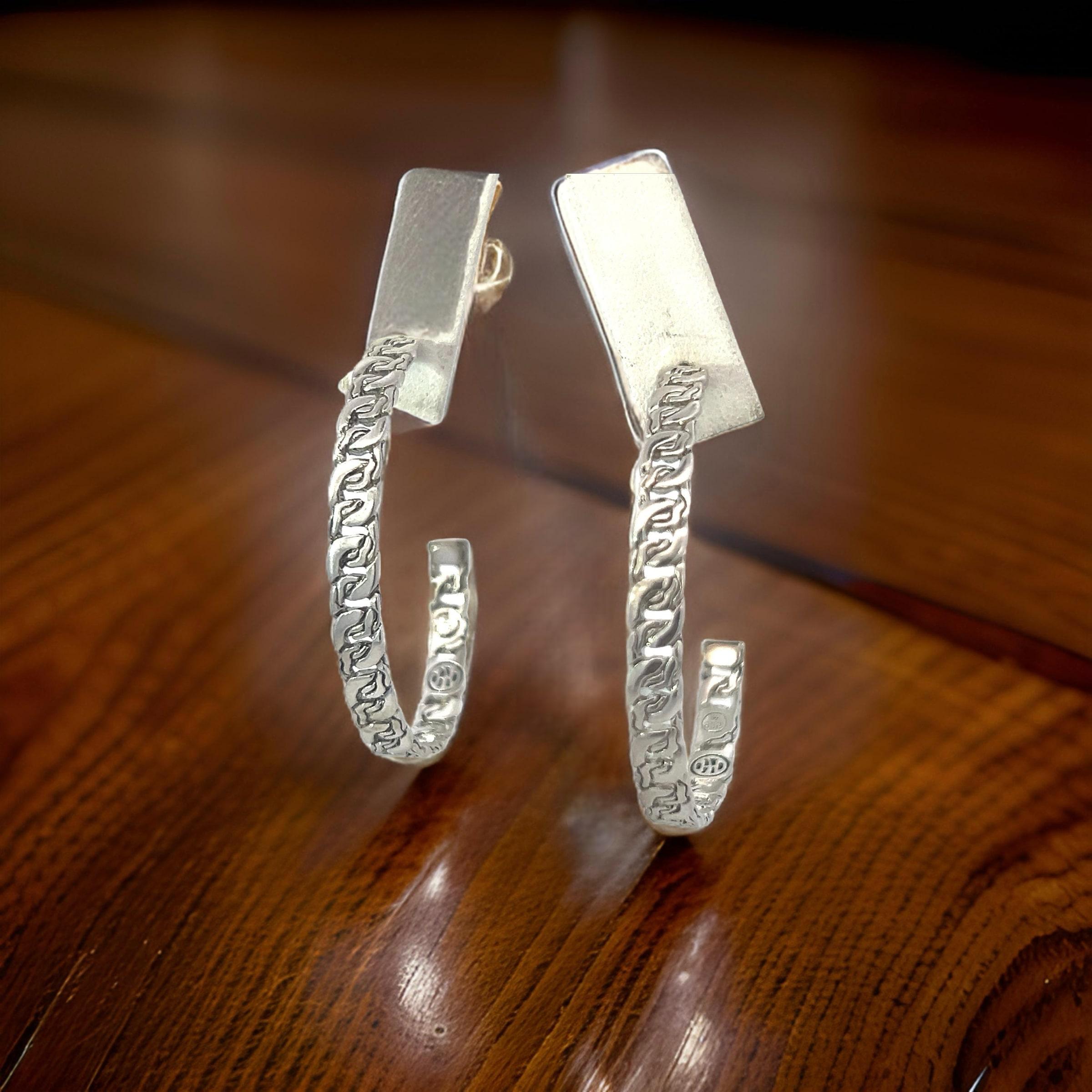 John Hardy Estate XL Boucles d'oreilles en argent avec chaîne câble de 2 pouces en vente 2