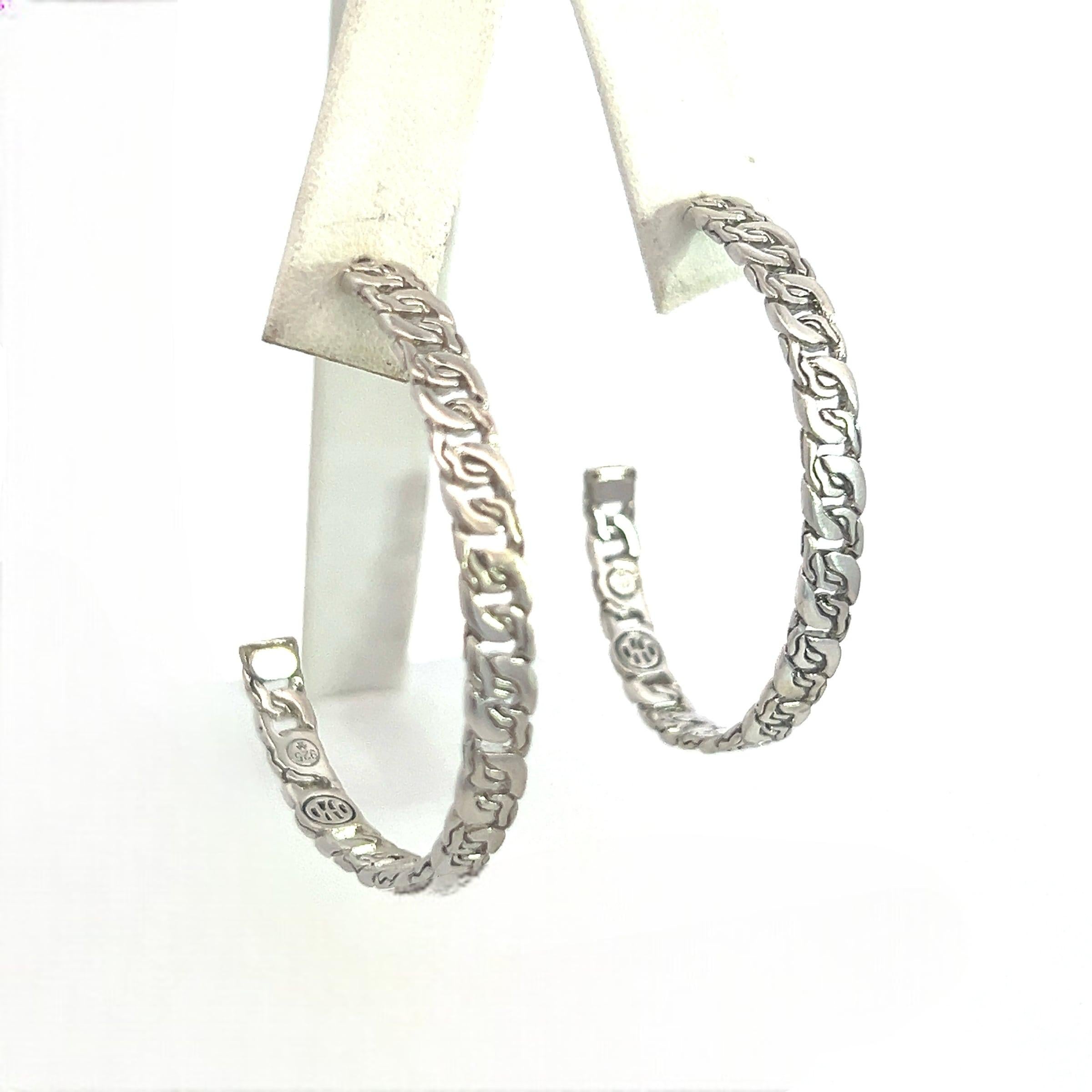 John Hardy Estate XL Boucles d'oreilles en argent avec chaîne câble de 2 pouces en vente 4