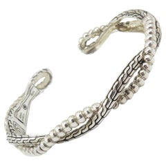 John Hardy Etched Classic Chain Sterling Silver Crossover Bracelet