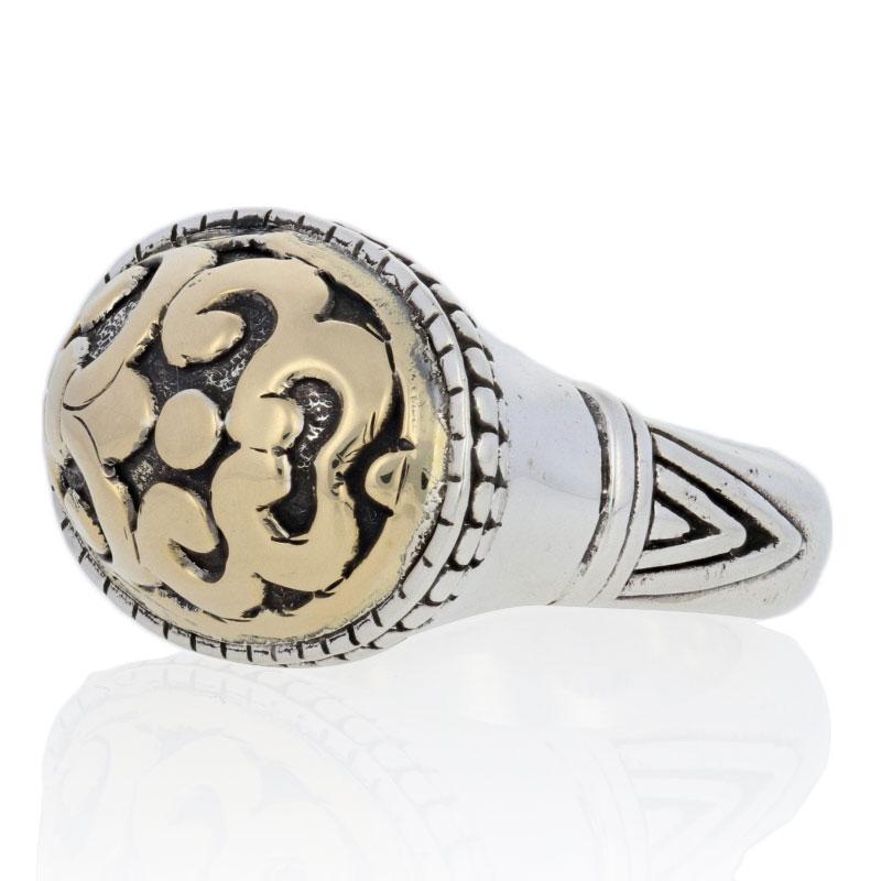 John Hardy Fleur de Lis Ring, Sterling Silver & 18k Gold Designer Statement 2