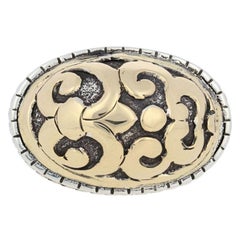 John Hardy Fleur de Lis Ring, Sterling Silver & 18k Gold Designer Statement