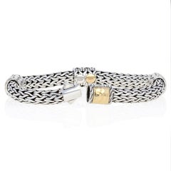 John Hardy Four Station Bracelet, Sterling and 22 Karat Gold Classic Chain