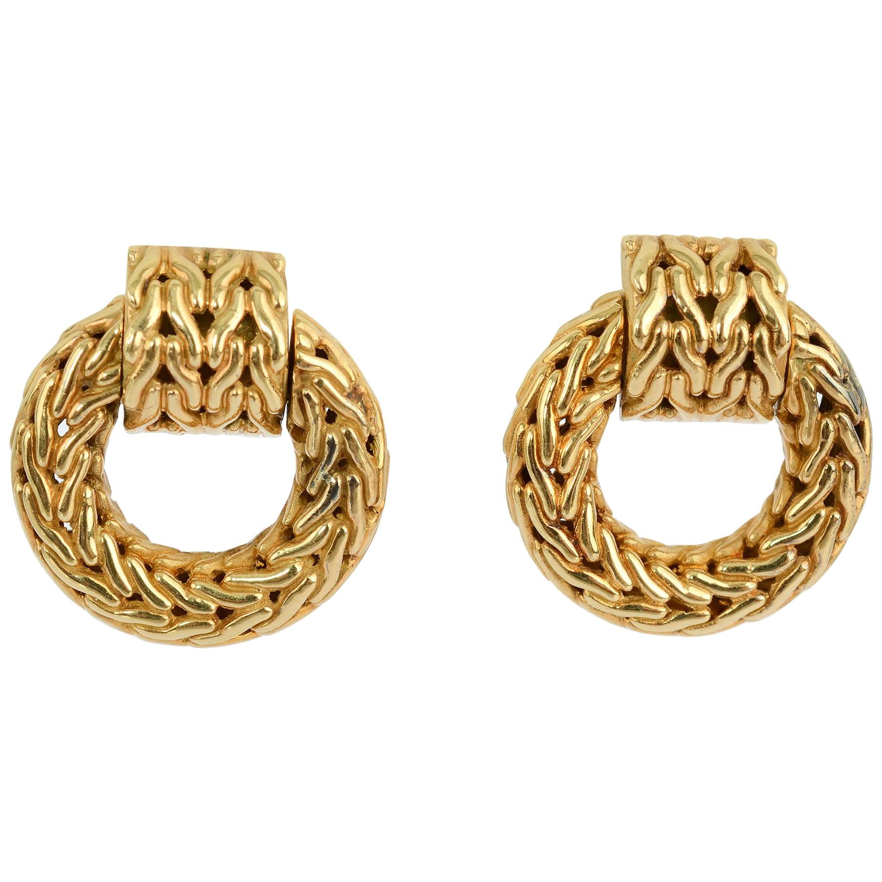 John Hardy Gold Woven Earrings