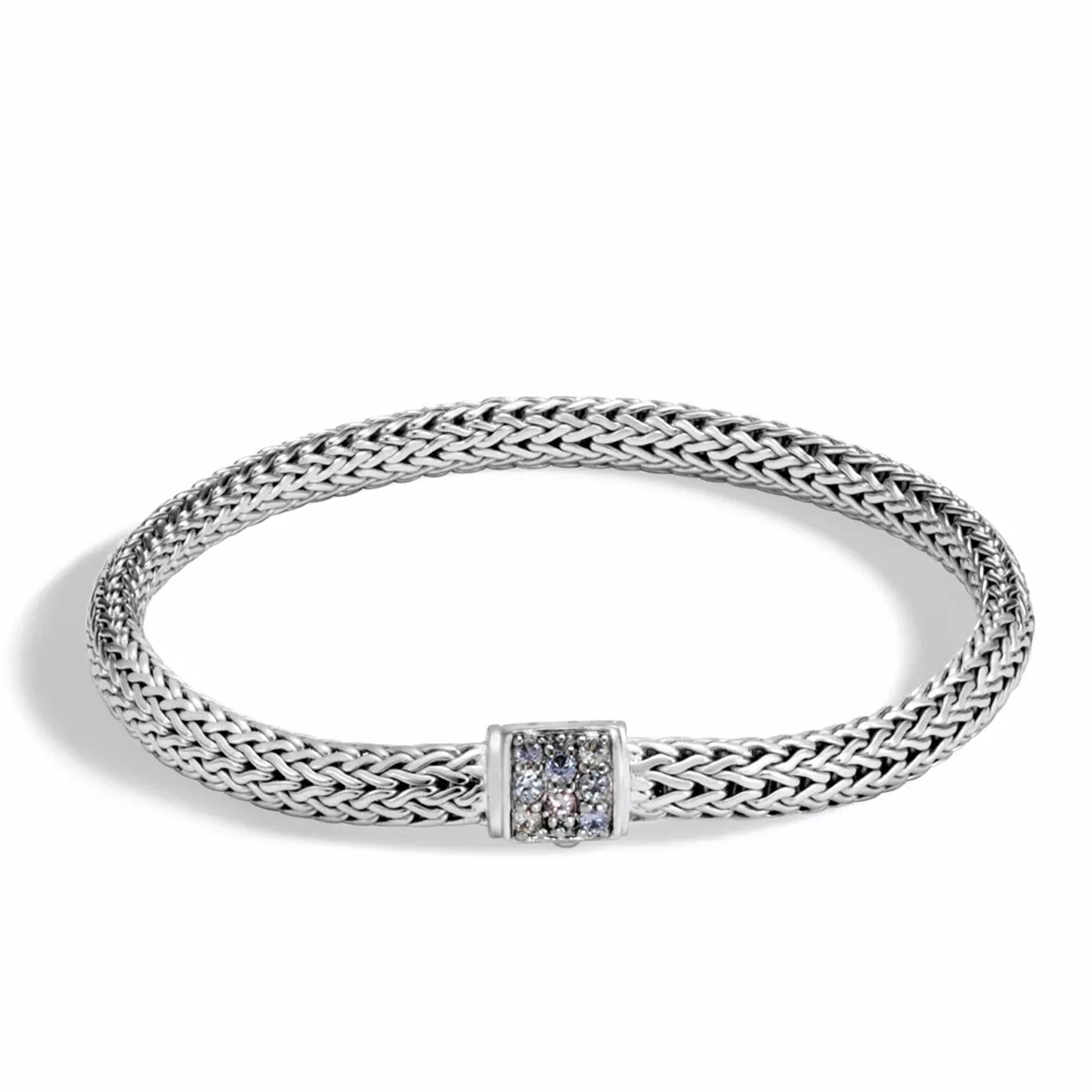 This Classic Chain bracelet from John Hardy is crafted from sterling silver and features gray sapphires on the clasp.

The bracelet measures 7 