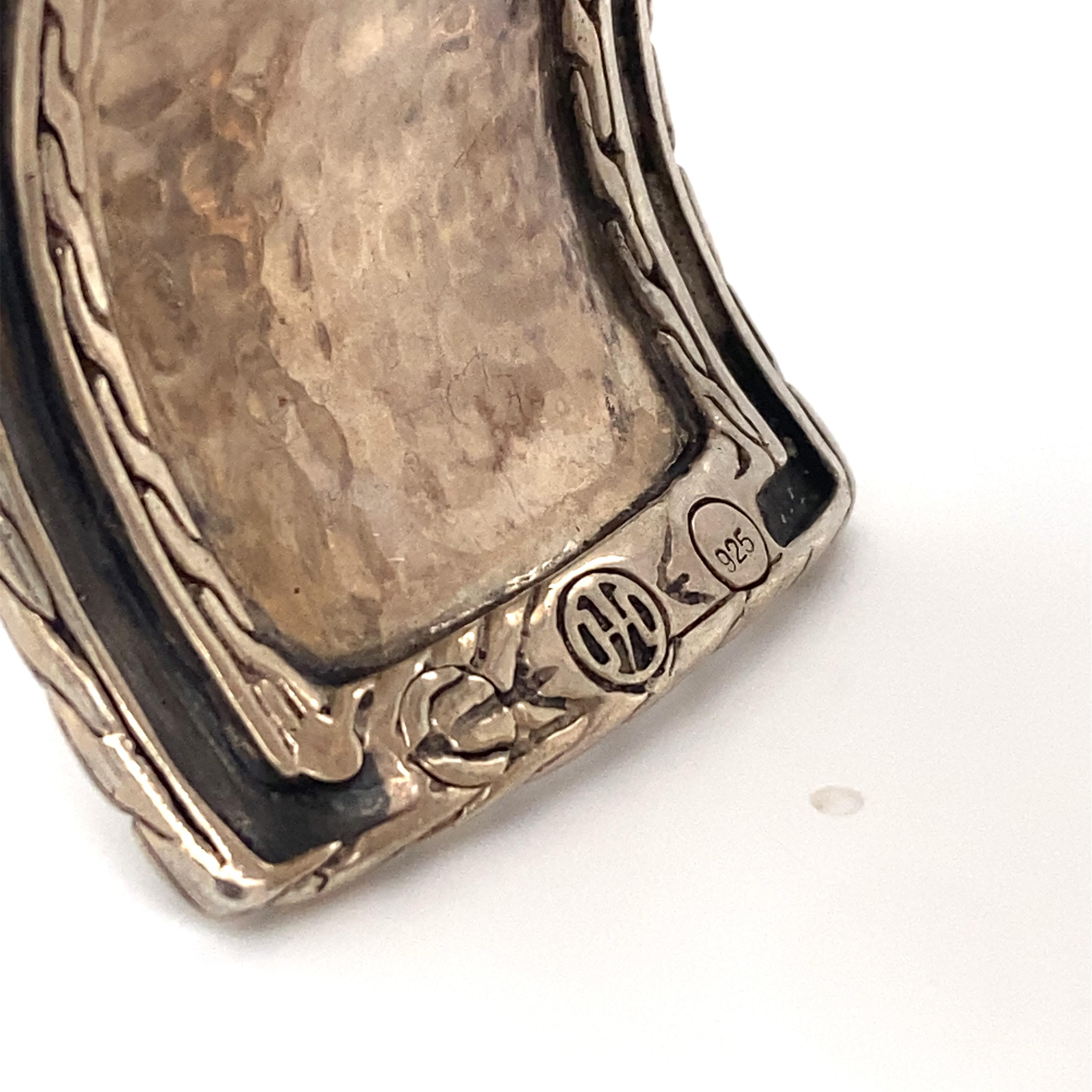 Modern John Hardy Hammered Cuff Bracelet in Sterling Silver For Sale
