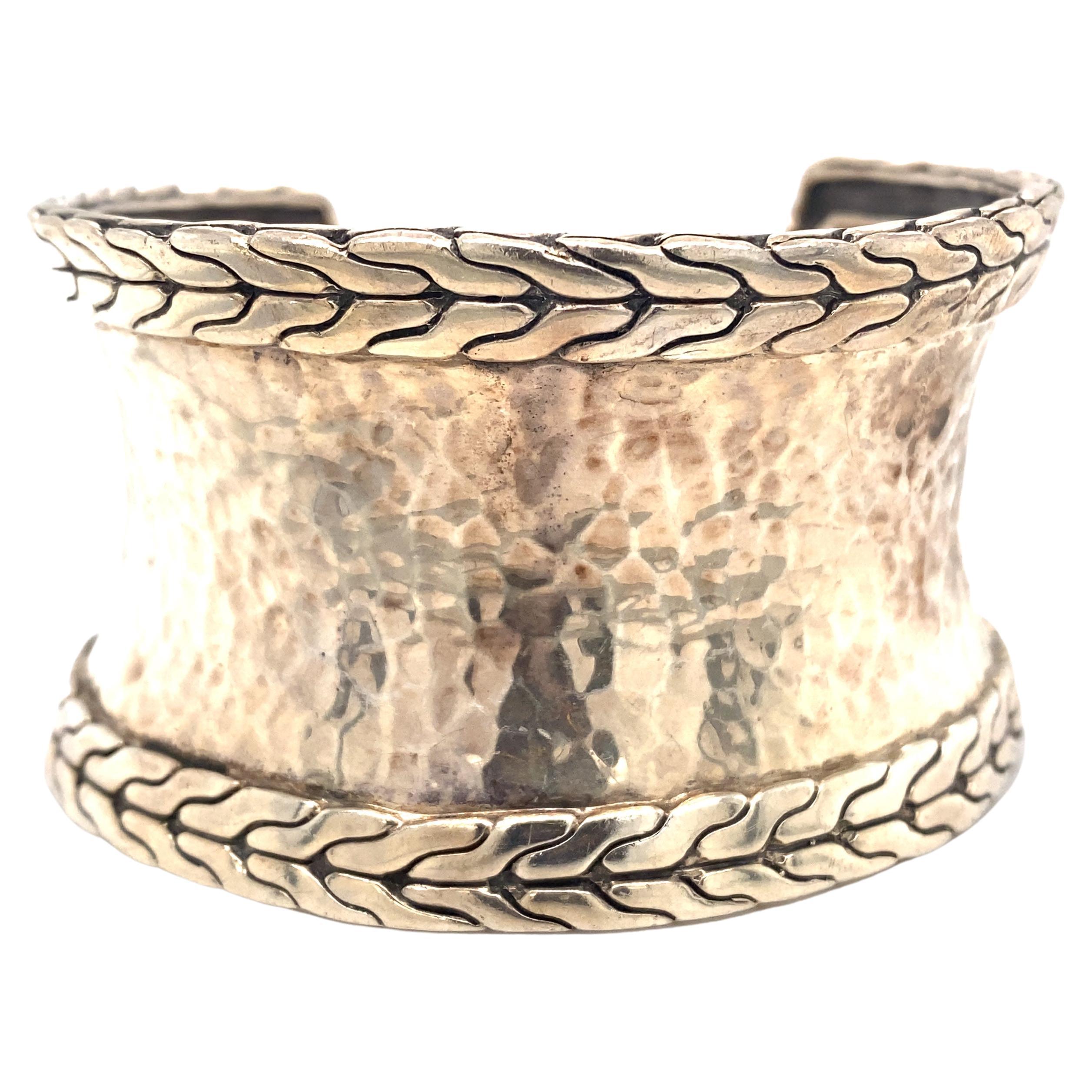 John Hardy Hammered Cuff Bracelet in Sterling Silver For Sale