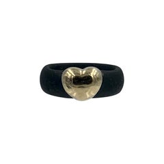 John Hardy Heart Ring 18 Karat Gold Rubber Vintage Estate