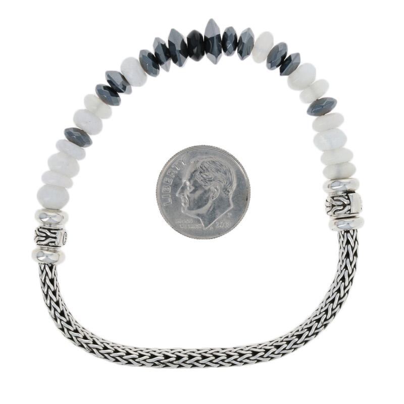 John Hardy Hemetite and Moonstone Classic Chain Bracelet Sterling Beads 3
