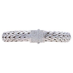 John Hardy Icon 11mm Classic Chain Diamond Bracelet 7 3/4" 925 & Gold 18k .54ctw
