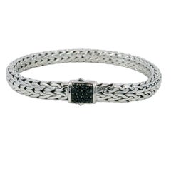 John Hardy Icon Pavé de saphir noir Bracelet en chaîne en argent sterling
