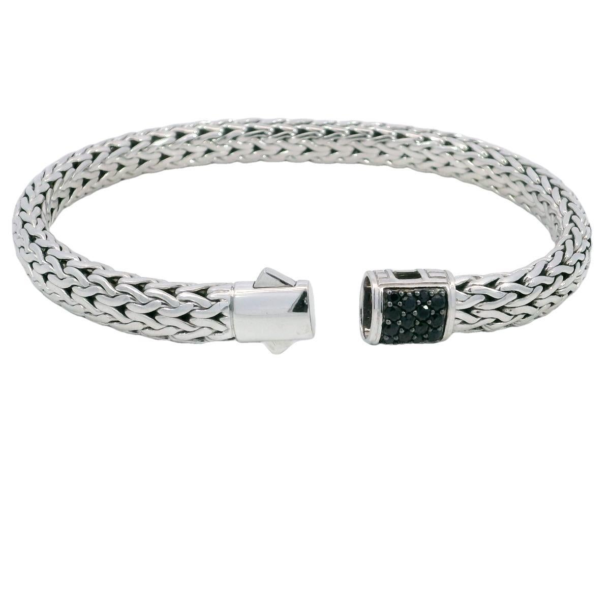 Modern John Hardy Icon Black Sapphire Pavé Sterling Silver Chain Bracelet For Sale
