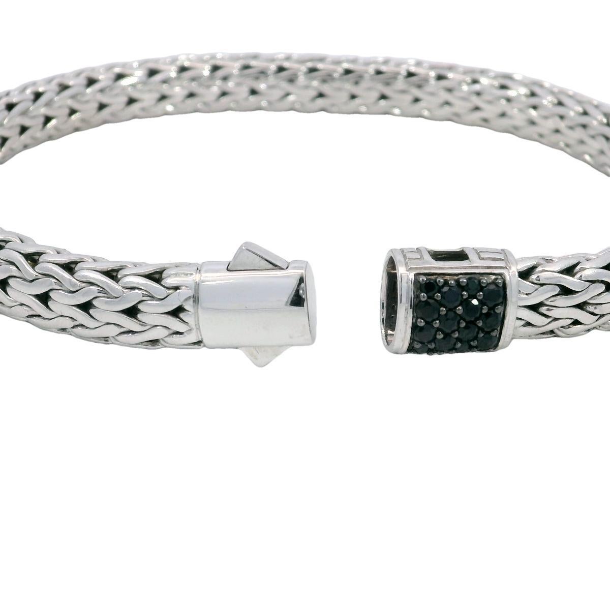 Round Cut John Hardy Icon Black Sapphire Pavé Sterling Silver Chain Bracelet For Sale