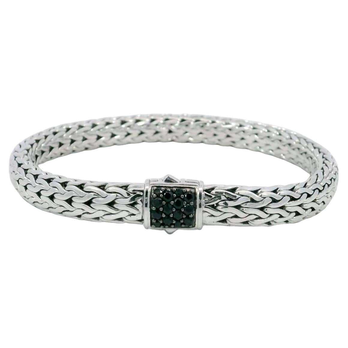 John Hardy Icon Black Sapphire Pavé Sterling Silver Chain Bracelet For Sale