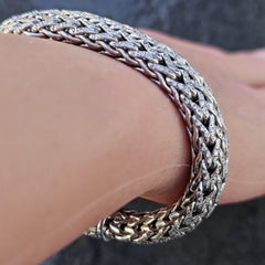 John Hardy Icon Bracelet 3.67ct Pave Diamonds Sterling Silver Chain 21500