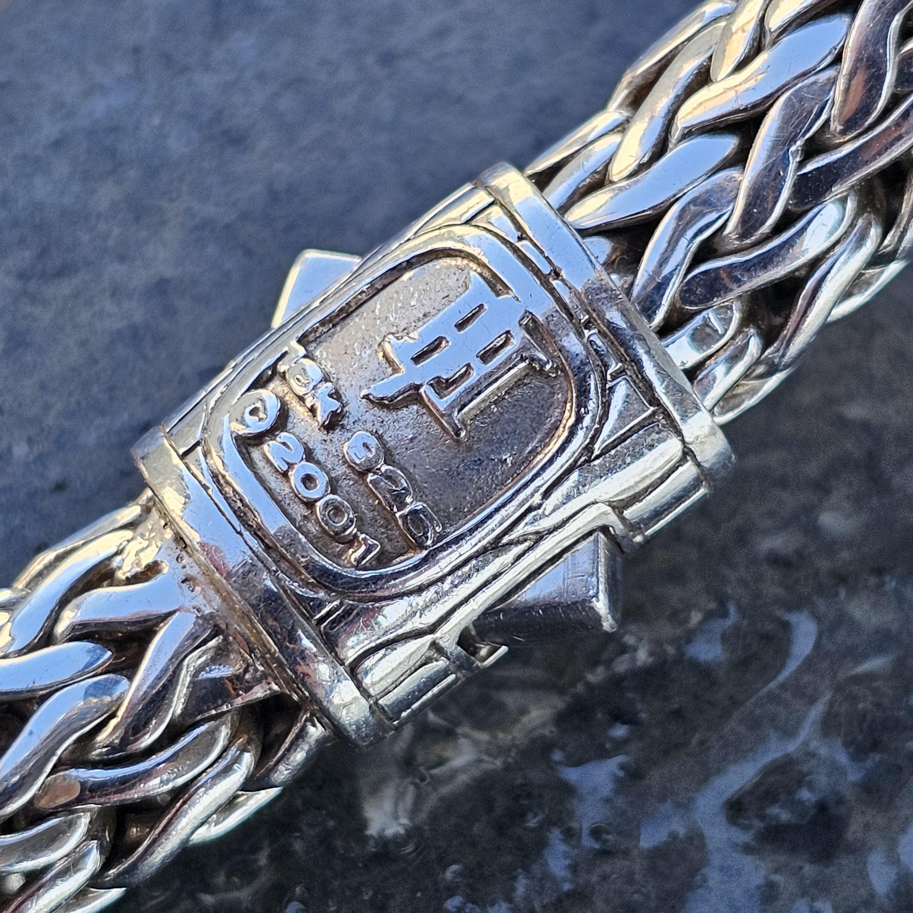 John Hardy Icon Bracelet 3.67ct Pave Diamonds Sterling Silver Chain 21500 3