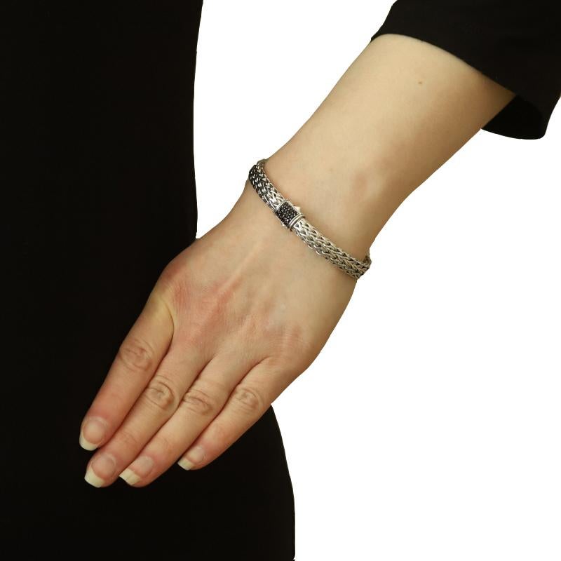 Round Cut John Hardy Icon Classic Chain Black Sapphire Bracelet 7 1/4
