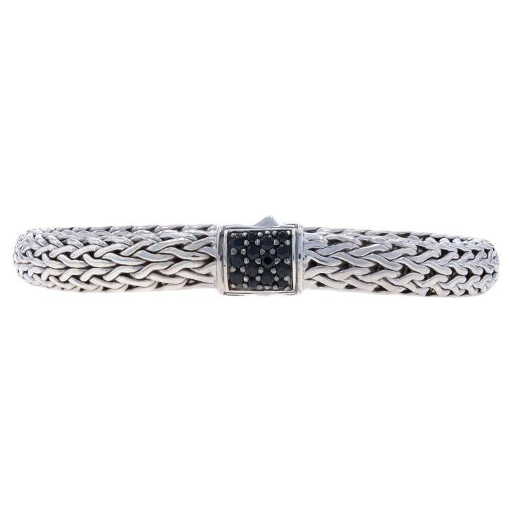 John Hardy Icon Classic Chain Black Sapphire Bracelet 7 1/4" -Sterling 925 Round