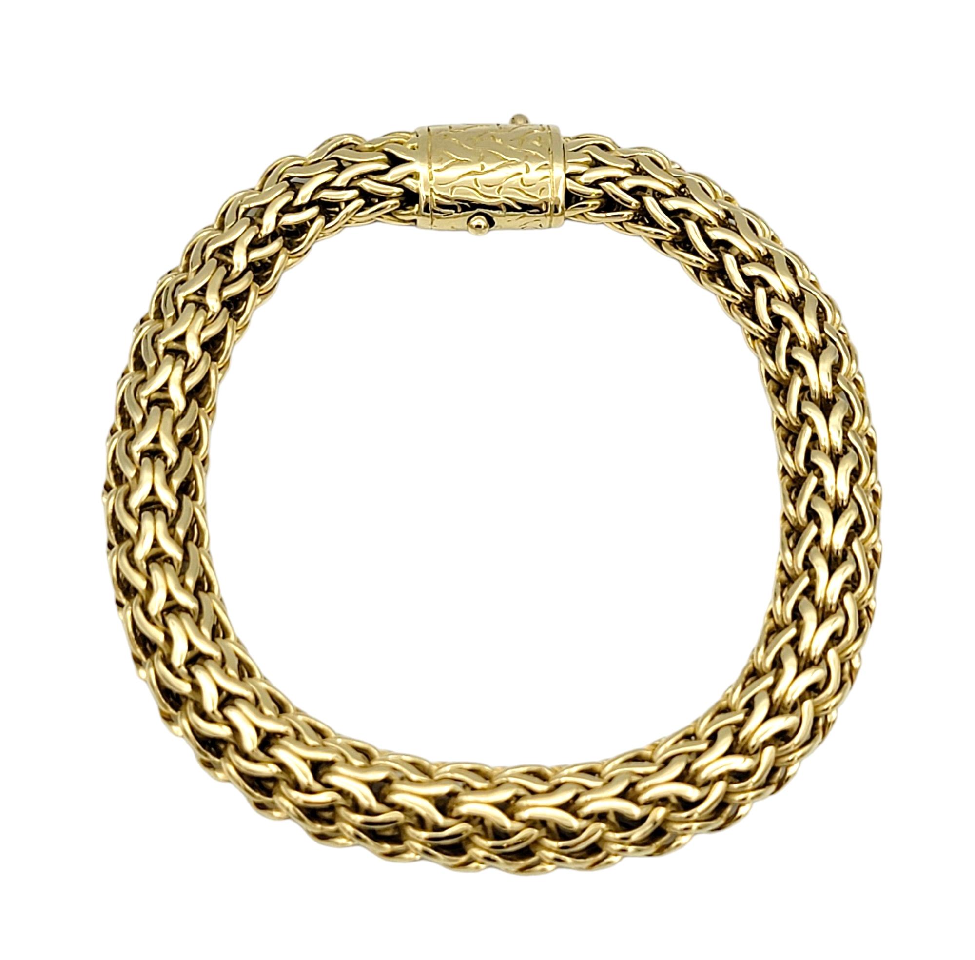 Contemporary John Hardy Icon Collection 12 mm Woven Link Bracelet in 18 Karat Yellow Gold For Sale