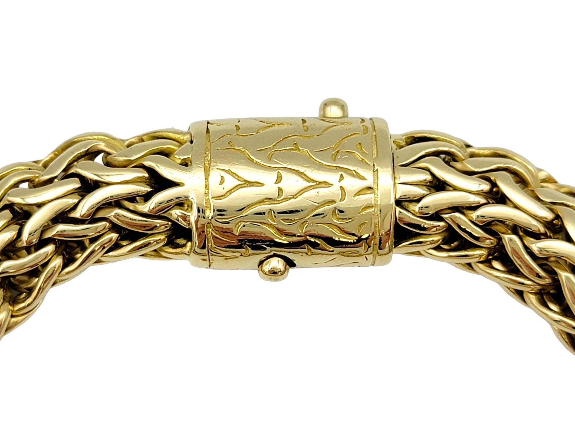 John Hardy Icon Collection 12 mm Woven Link Bracelet in 18 Karat Yellow Gold In Good Condition For Sale In Scottsdale, AZ