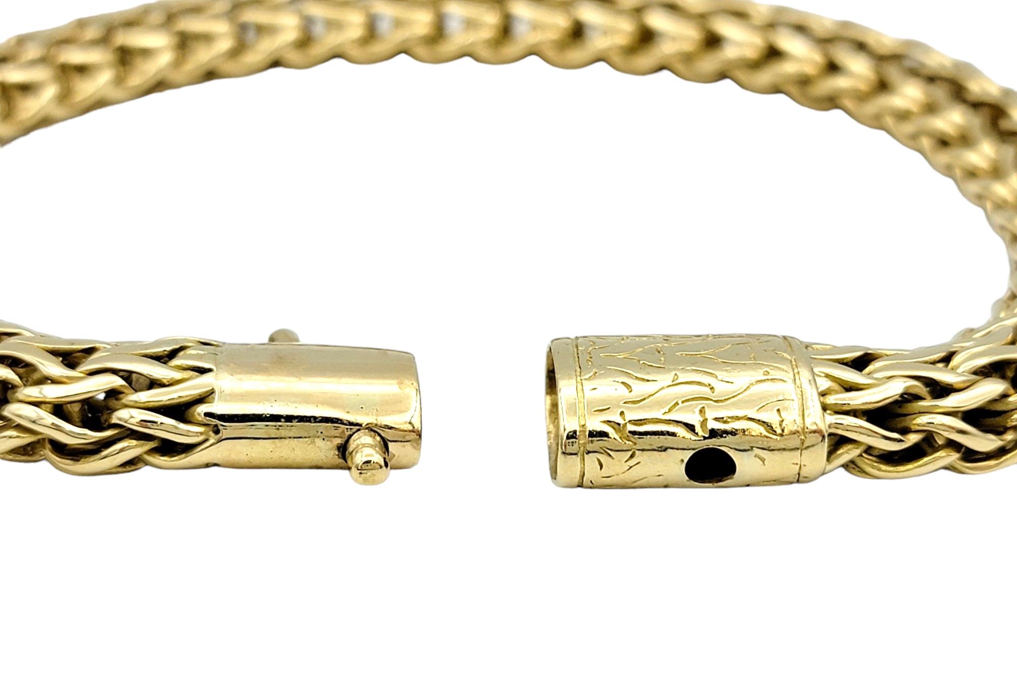 Women's or Men's John Hardy Icon Collection 12 mm Woven Link Bracelet in 18 Karat Yellow Gold For Sale