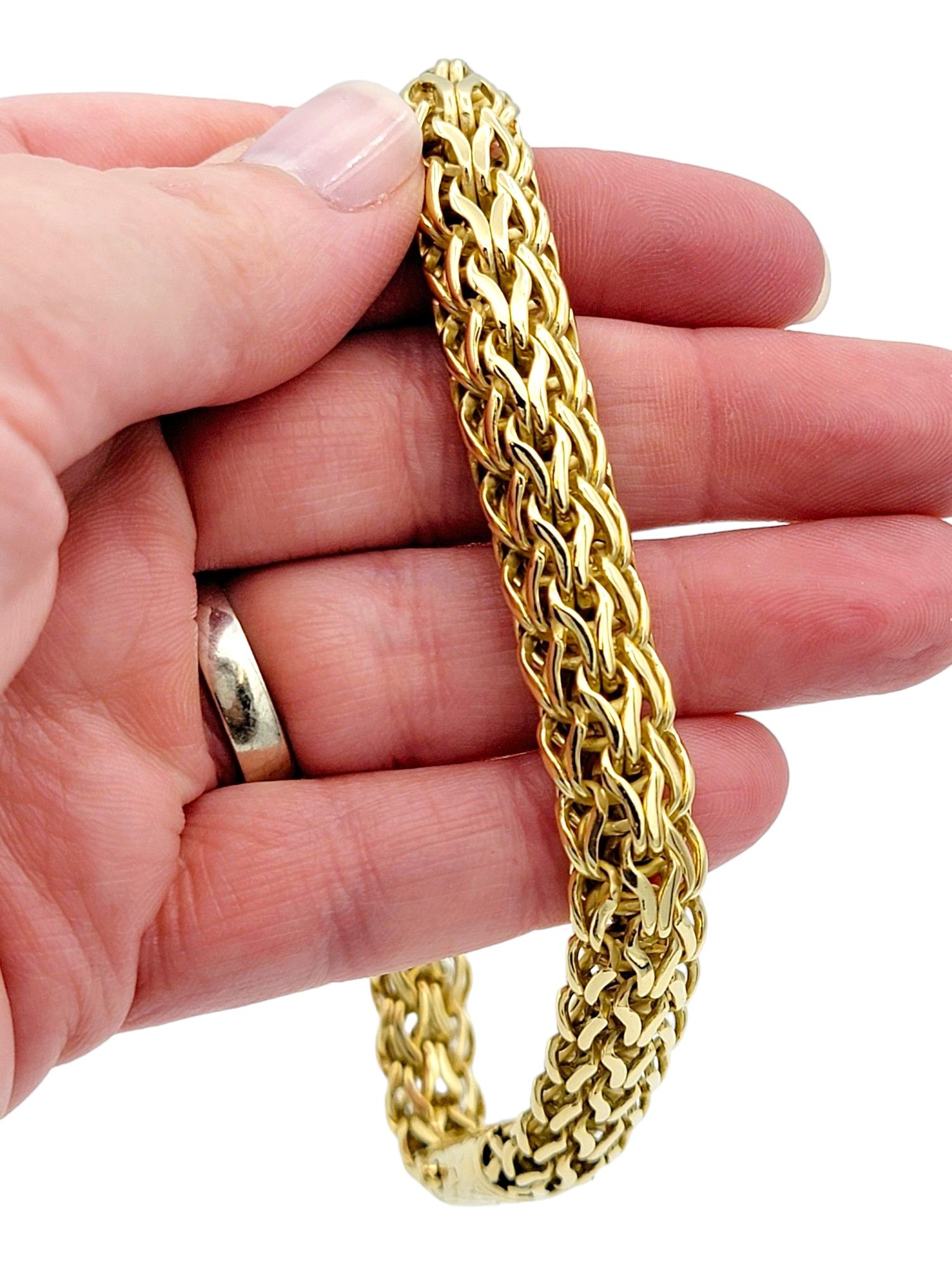 John Hardy Icon Collection 12 mm Woven Link Bracelet in 18 Karat Yellow Gold For Sale 3