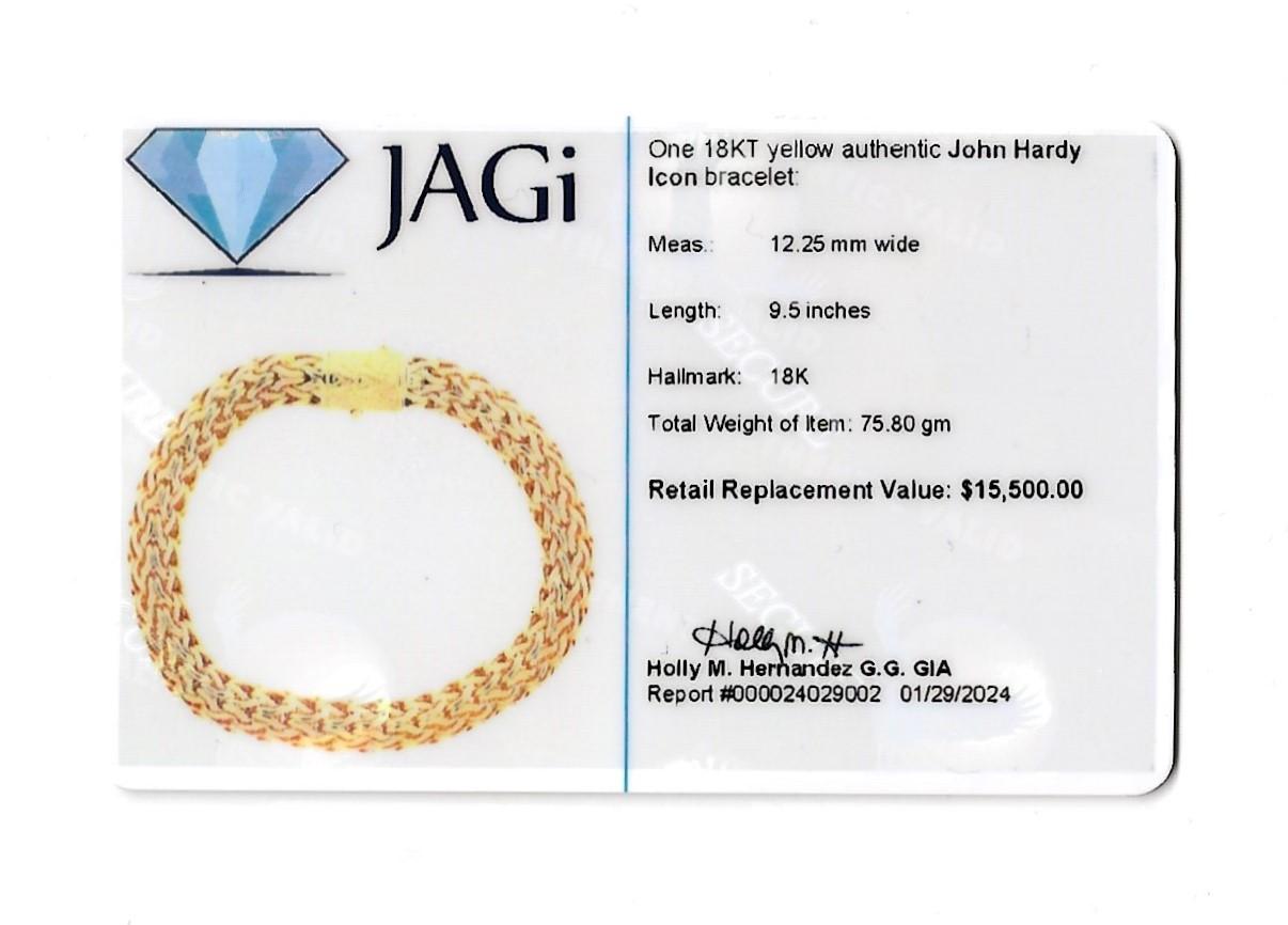 John Hardy Icon Collection 12 mm Woven Link Bracelet in 18 Karat Yellow Gold For Sale 4