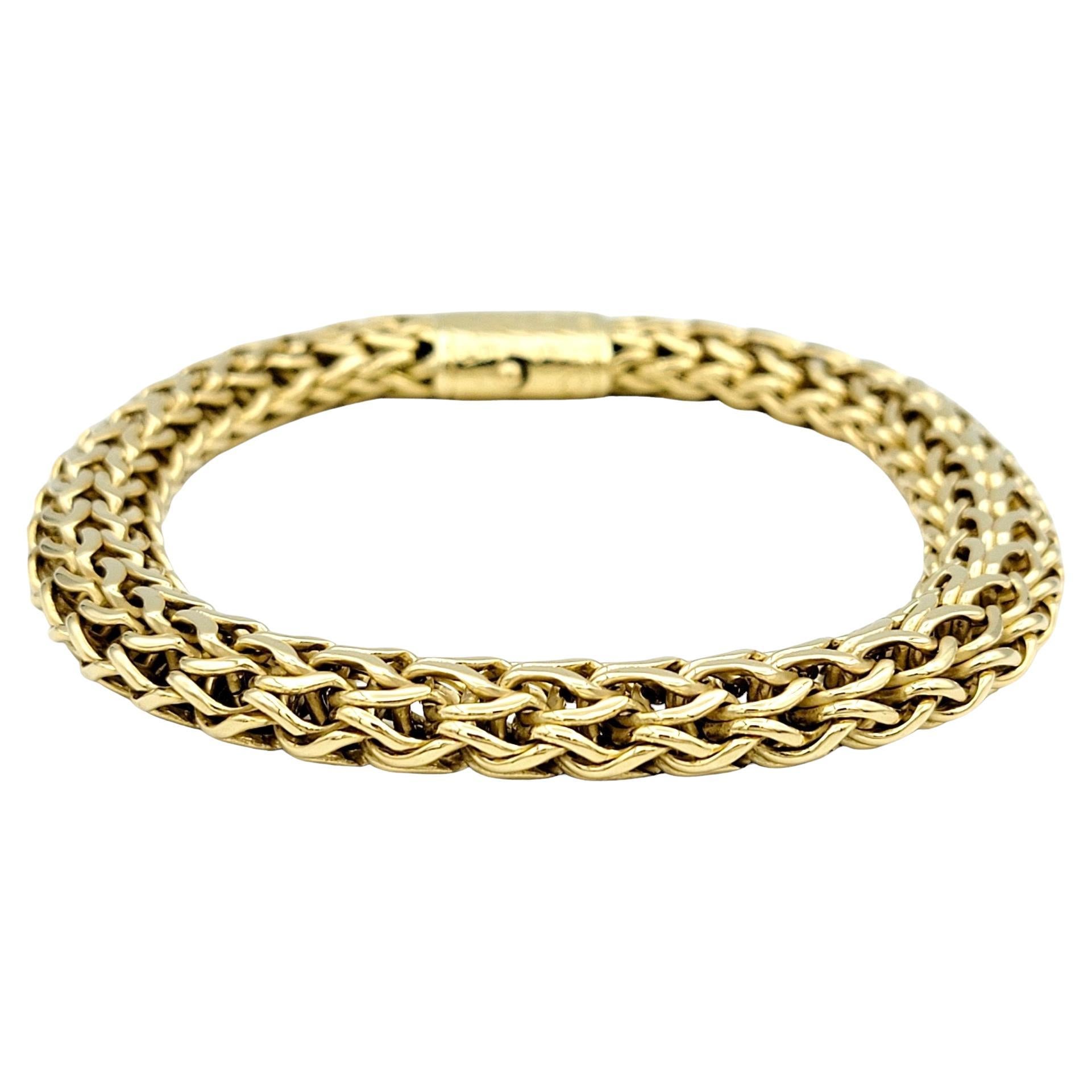 John Hardy Icon Collection 12 mm Woven Link Bracelet in 18 Karat Yellow Gold For Sale
