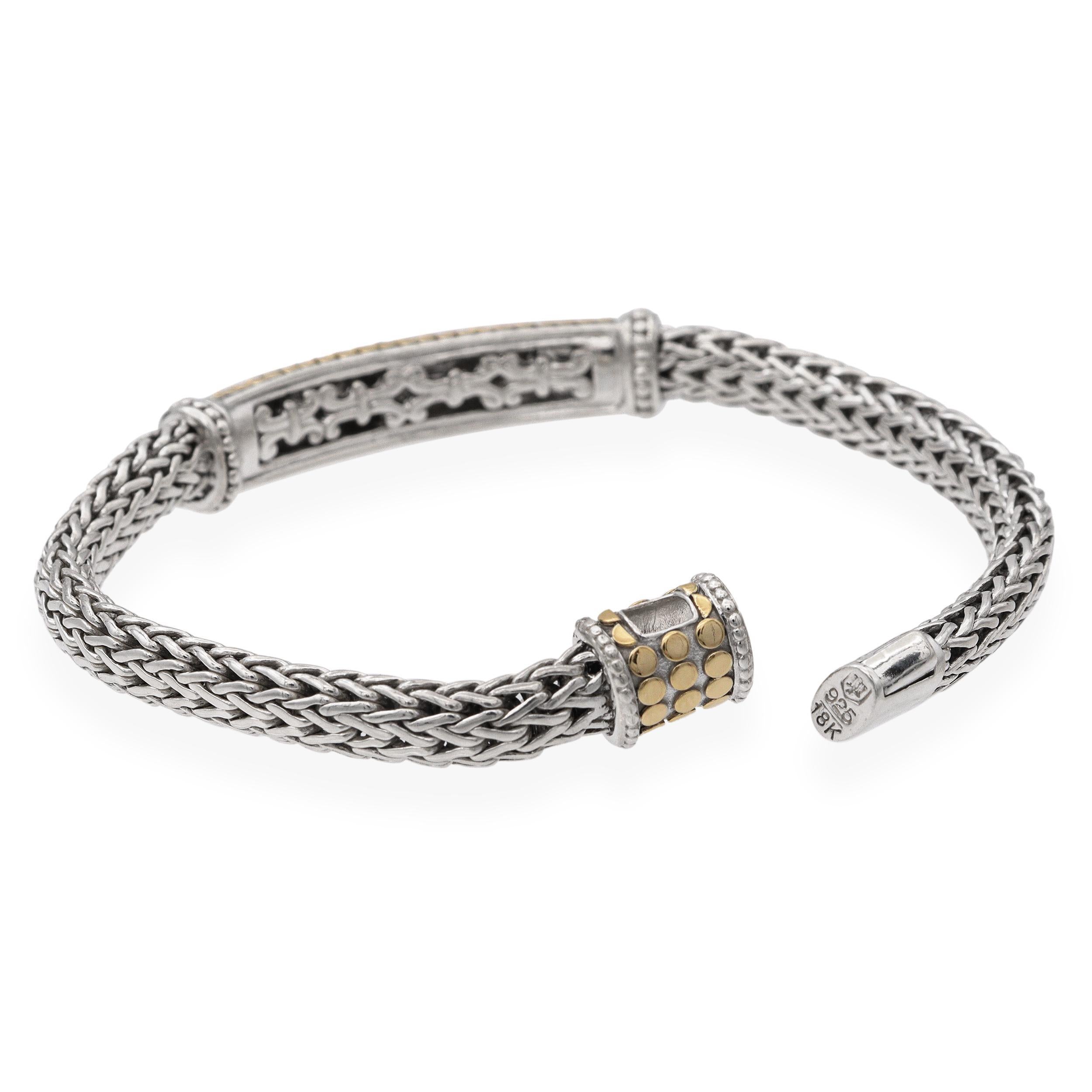 Women's or Men's John Hardy Icon Dot Sterling Silver & 18K Yellow Gold ID Bracelet For Sale