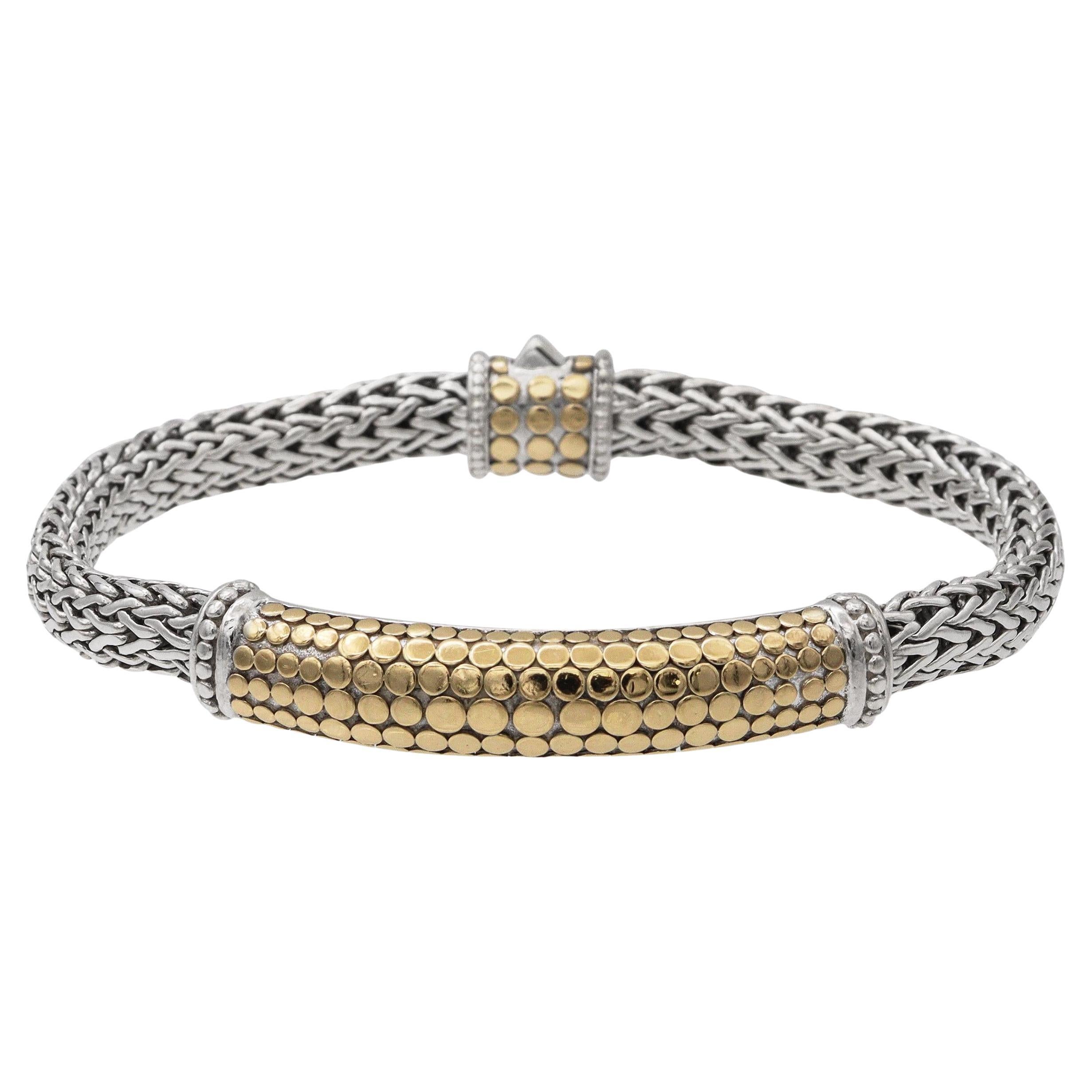 John Hardy Icon Dot Sterling Silver & 18K Yellow Gold ID Bracelet