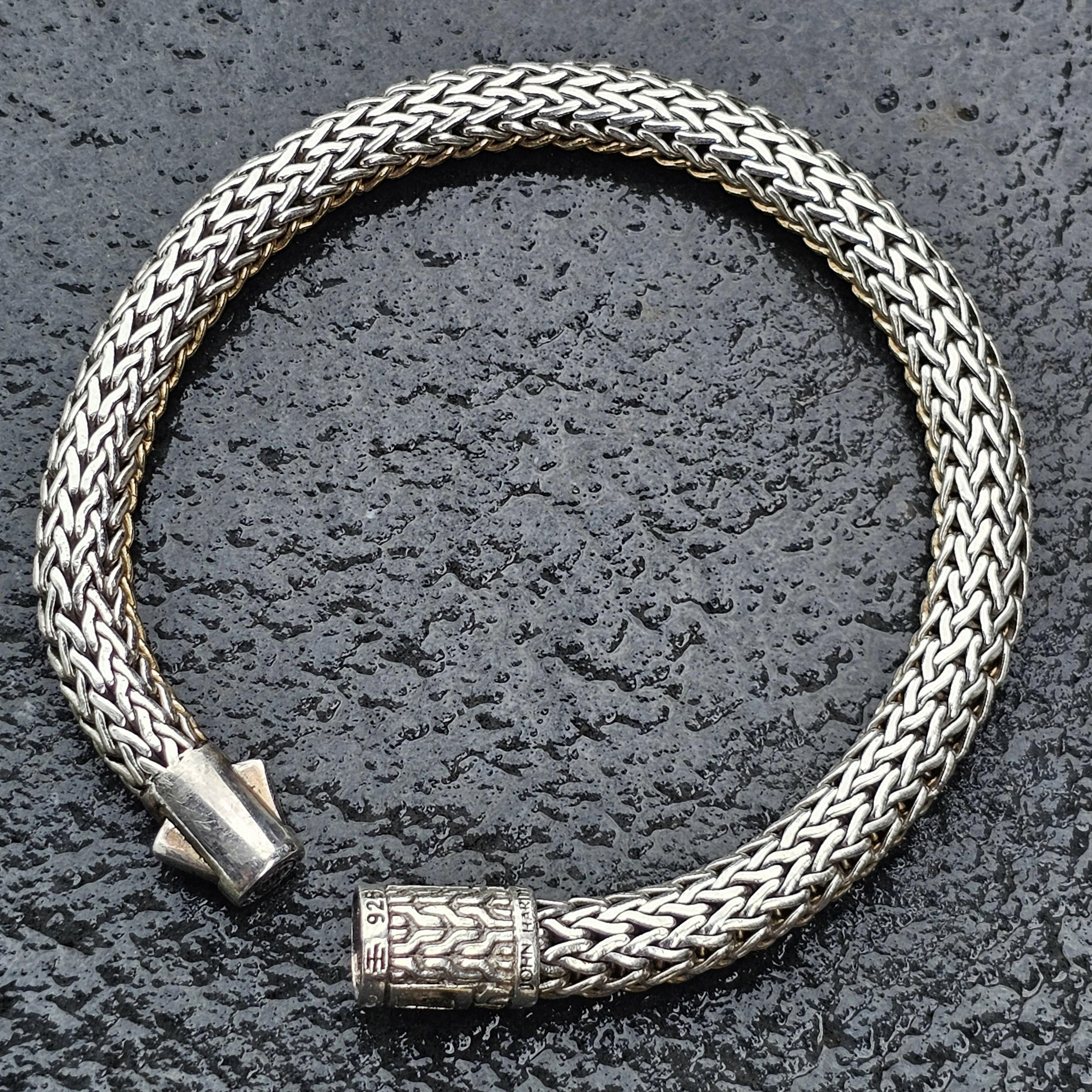 John Hardy Icon Bracciale Reversibile in Oro 18k A. Silver 6.5mm 7.5