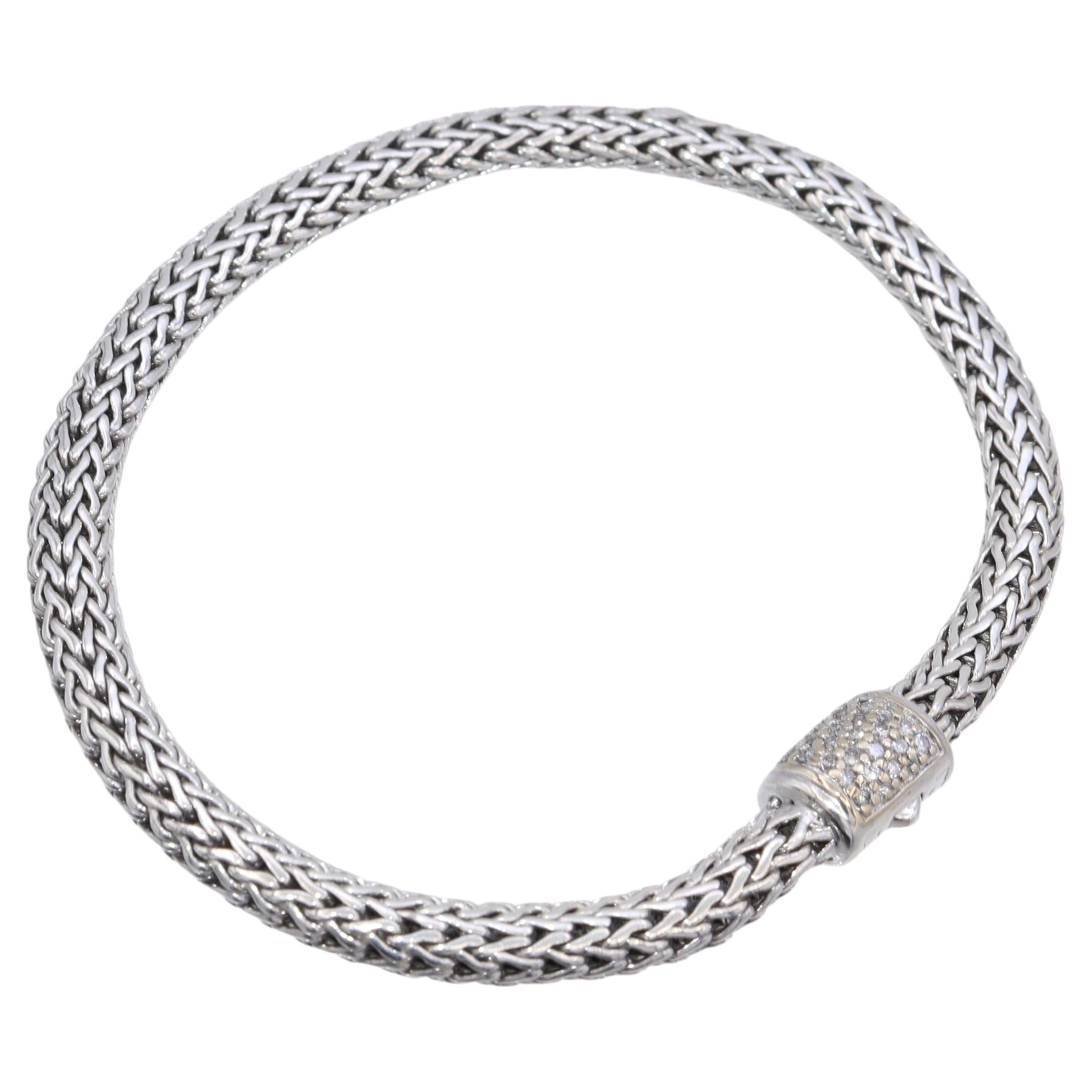 John Hardy Icon Sterling Silver & 18K Yellow Gold Diamond Clasp Bracelet