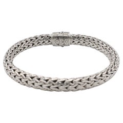 John Hardy Icon Sterling Silver & Blue Sapphire Woven Bracelet 7.5mm