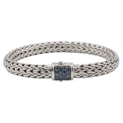 John Hardy Icon Sterling Silver & Blue Sapphire Woven Bracelet 7.5mm